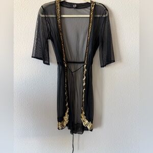 Elegant Black and Gold Sheer Robe